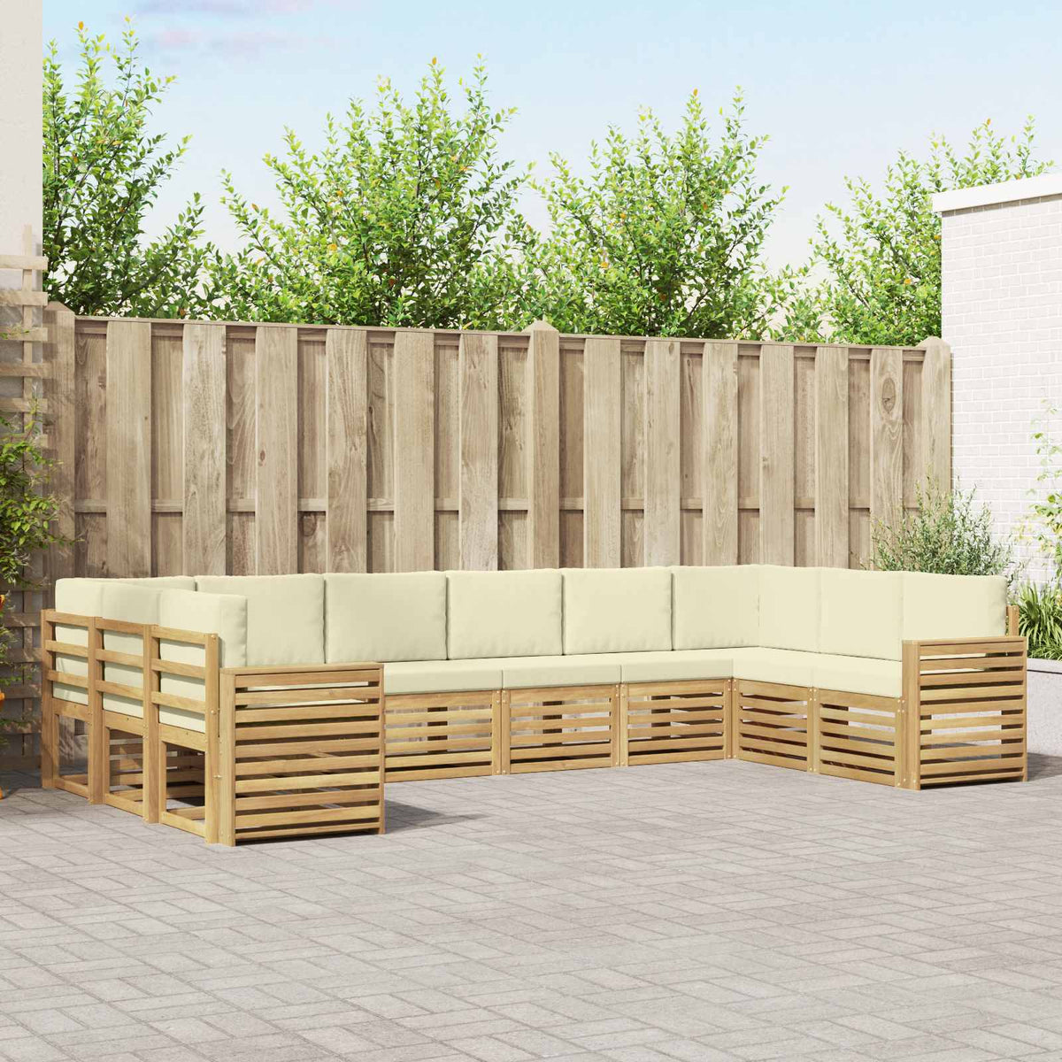 Buiten bankenset 10 pcs Wit en crèmekleurig 363 x 191,5 x 73 cm is nu te koop bij PeponiXL, paradijselijk wonen!