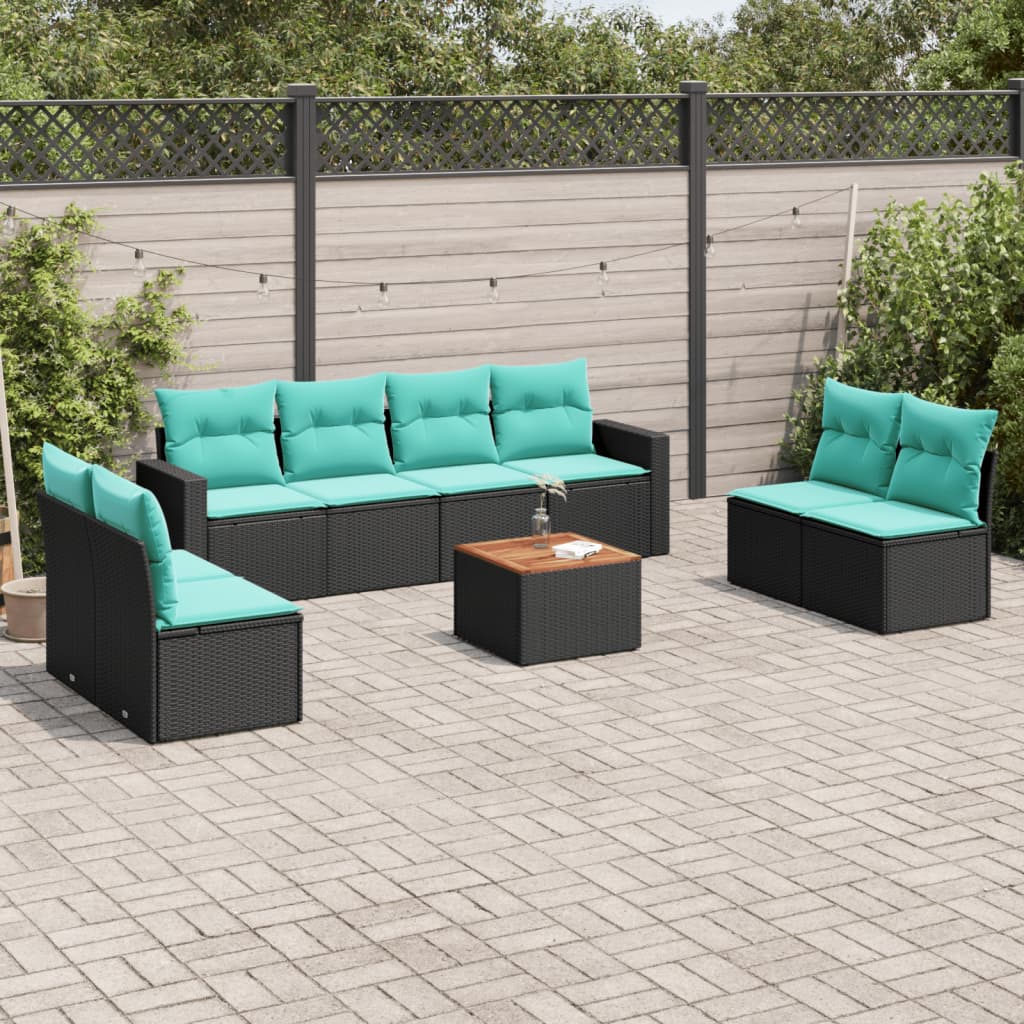 9-delige Loungeset met kussens poly rattan zwart is nu te koop bij PeponiXL, paradijselijk wonen!
