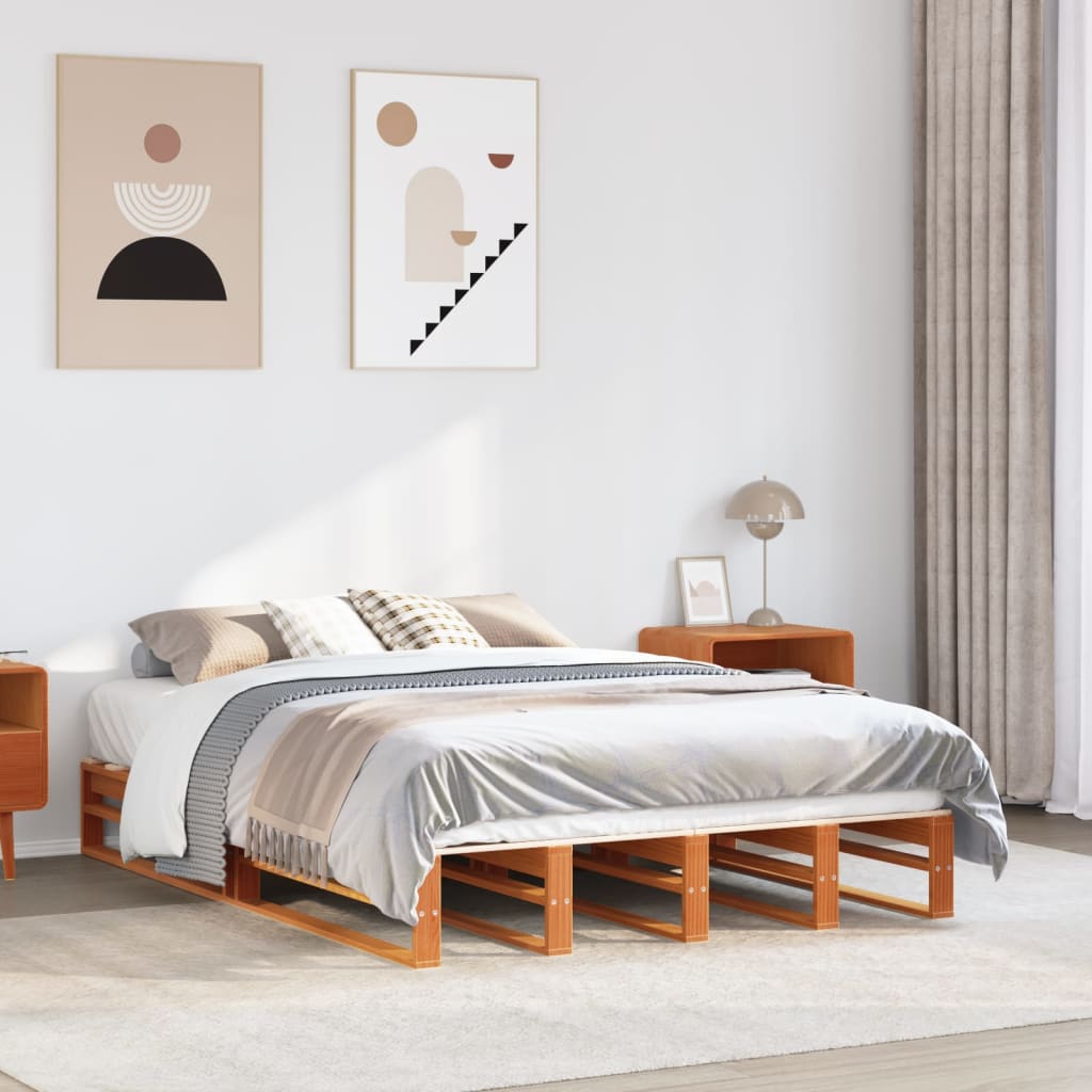 Bed met matras massief grenenhout wasbruin 140x190 cm is nu te koop bij PeponiXL, paradijselijk wonen!