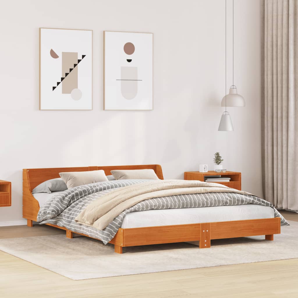 Bedframe zonder matras massief grenenhout wasbruin 120x200 cm is nu te koop bij PeponiXL, paradijselijk wonen!