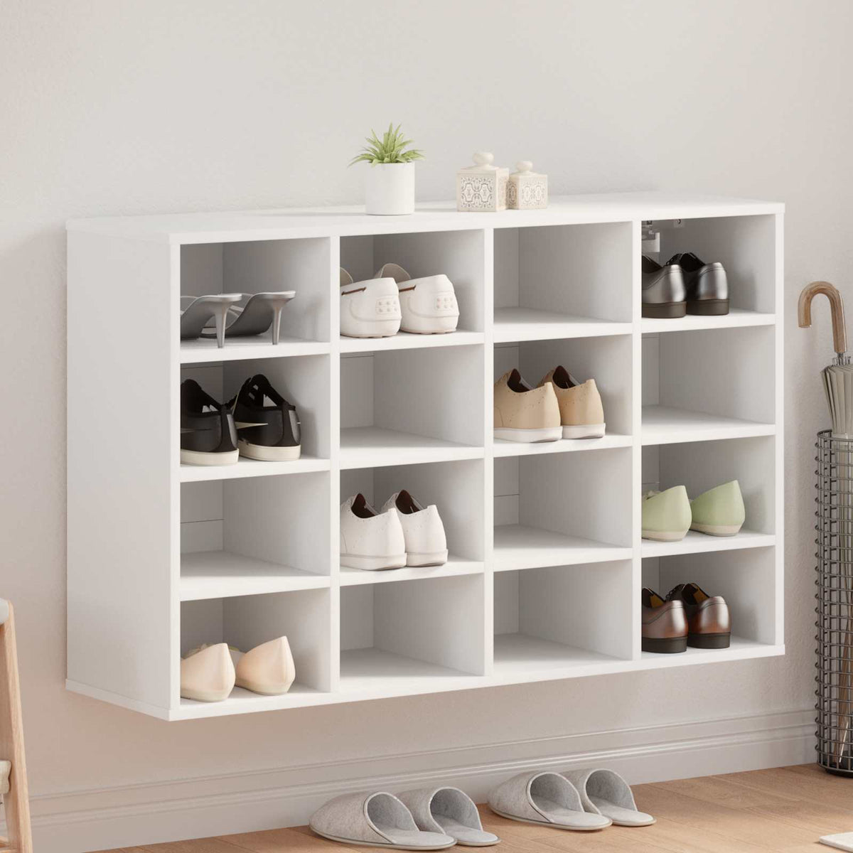 Schoenenkast met plank Wit 103 x 30 x 67 cm Bewerkt hout is nu te koop bij PeponiXL, paradijselijk wonen!