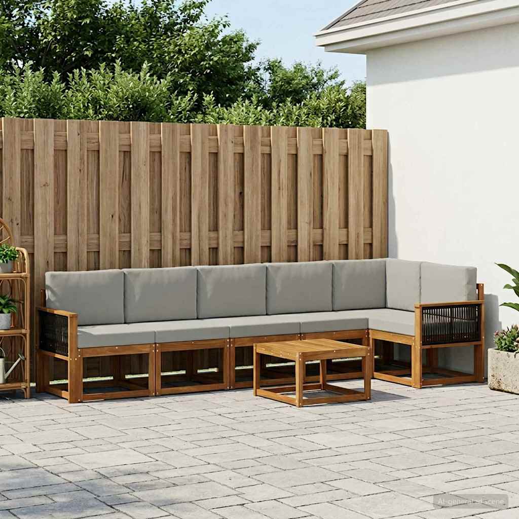 Buiten bankenset 7 pcs Naturel en lichtgrijs Polyester is nu te koop bij PeponiXL, paradijselijk wonen!