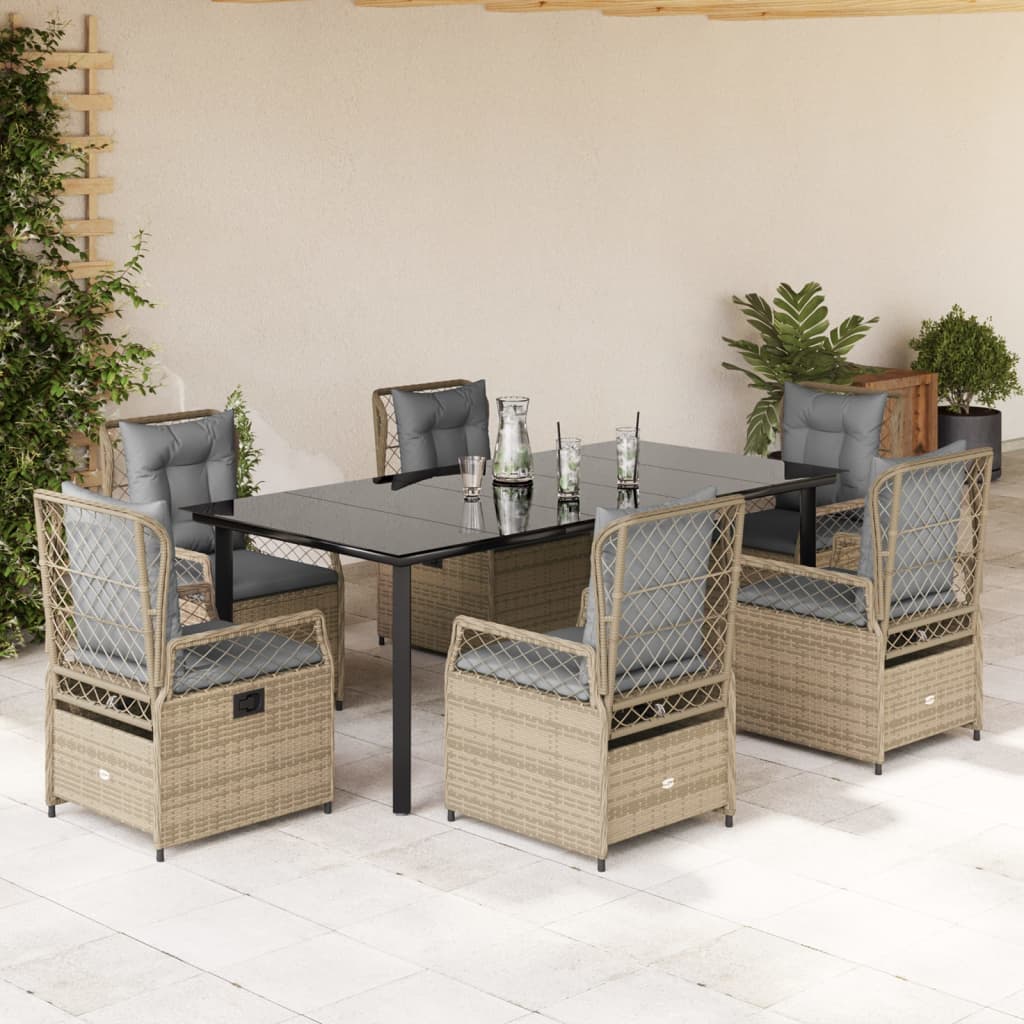7-delige Tuinset met kussens poly rattan beige is nu te koop bij PeponiXL, paradijselijk wonen!