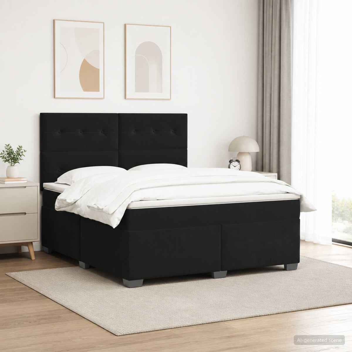 Boxspringbed met matras Zwart 140 x 190 cm Fluweel is nu te koop bij PeponiXL, paradijselijk wonen!