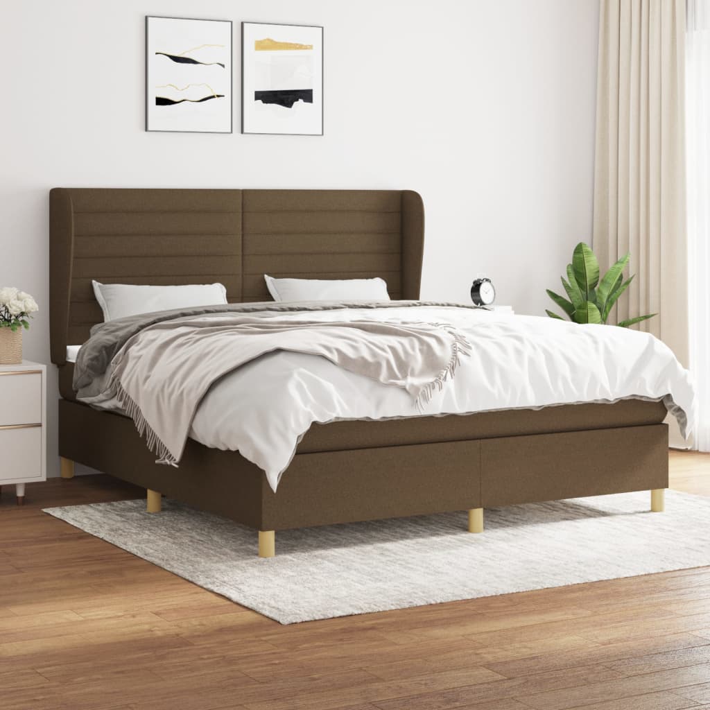 Boxspring met matras stof donkerbruin 180x200 cm is nu te koop bij PeponiXL, paradijselijk wonen!