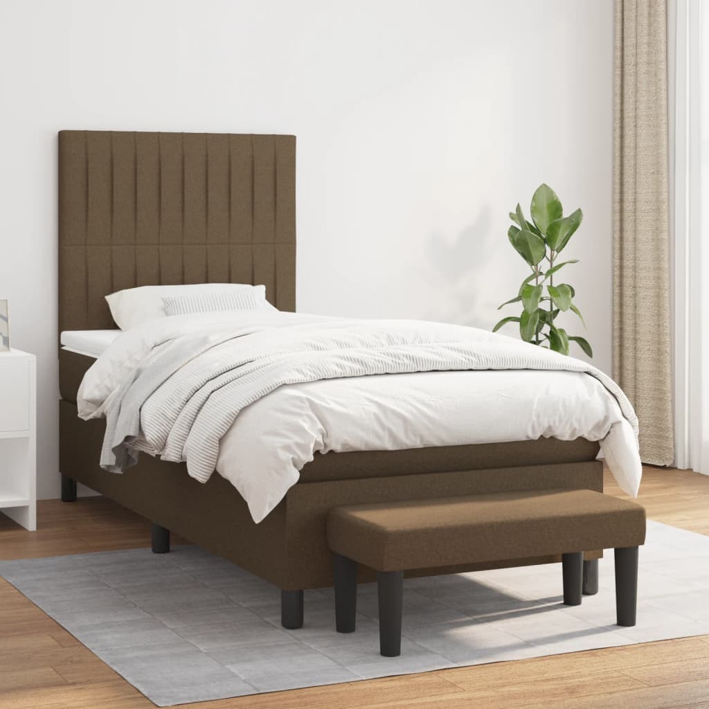 Boxspring met matras stof donkerbruin 80x200 cm is nu te koop bij PeponiXL, paradijselijk wonen!