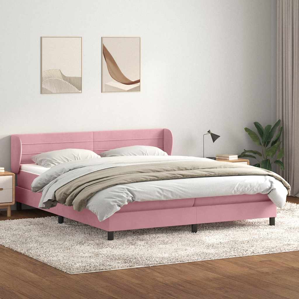 Boxspring met matrassen fluweel roze 180x210 cm is nu te koop bij PeponiXL, paradijselijk wonen!