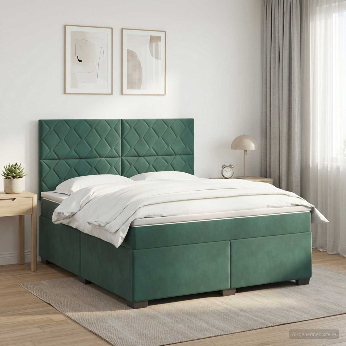 Boxspringbed met matras Donkergroen 140 x 200 cm Fluweel is nu te koop bij PeponiXL, paradijselijk wonen!
