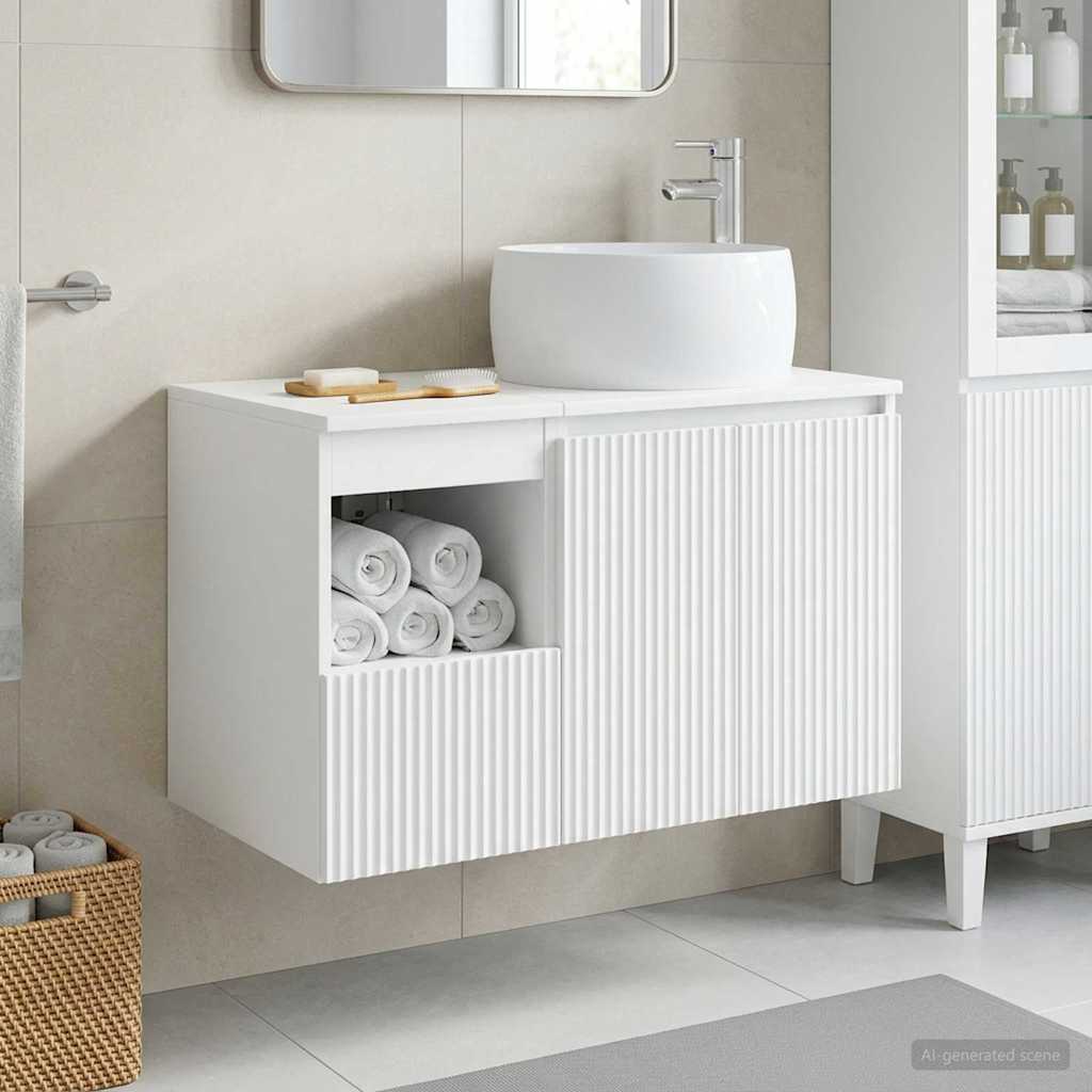 Badkamermeubelset 2 st Wit Bewerkt hout is nu te koop bij PeponiXL, paradijselijk wonen!