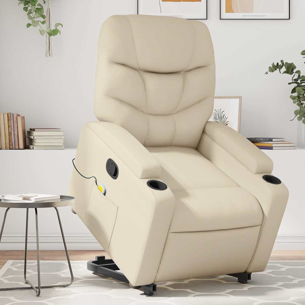 Sta-op-massagestoel verstelbaar kunstleer crèmekleurig is nu te koop bij PeponiXL, paradijselijk wonen!