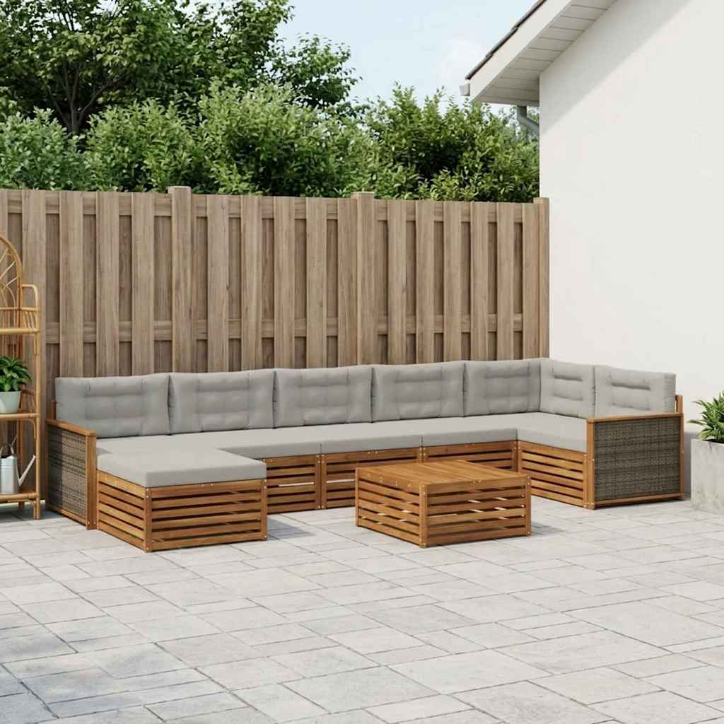 Buiten bankenset met kussen 8 pcs Naturel en lichtgrijs is nu te koop bij PeponiXL, paradijselijk wonen!