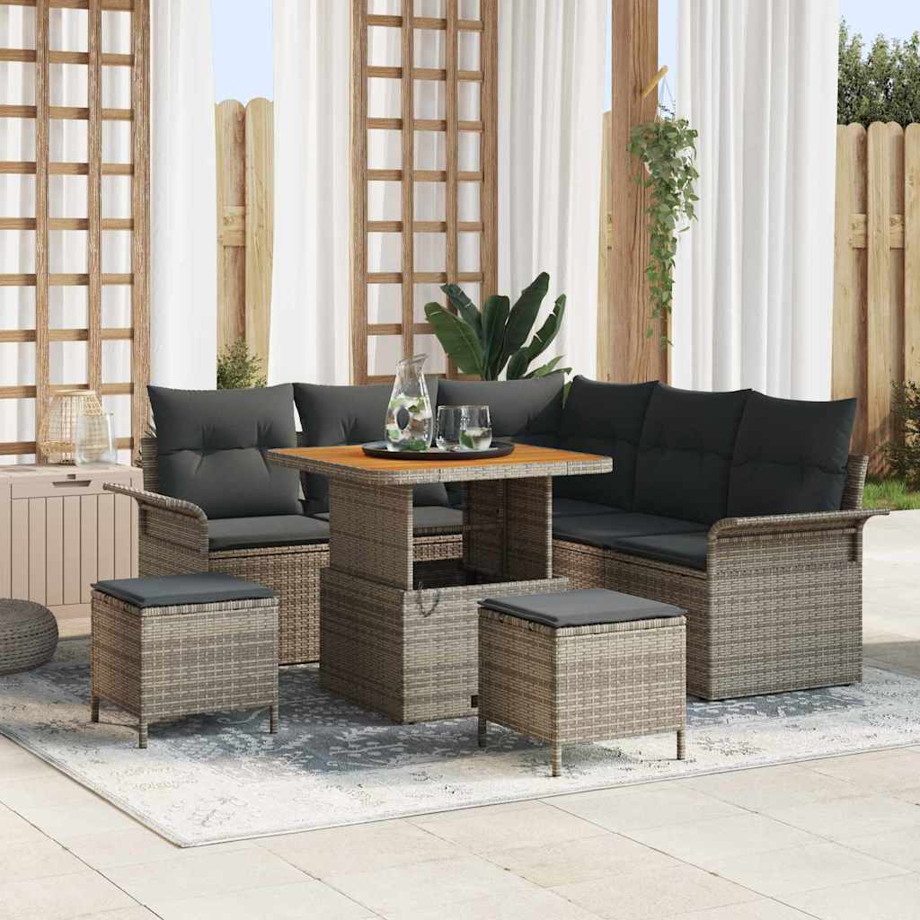 Tuin Sofa Set met kussen met opslag met kussen 8 pcs Grijs is nu te koop bij PeponiXL, paradijselijk wonen!