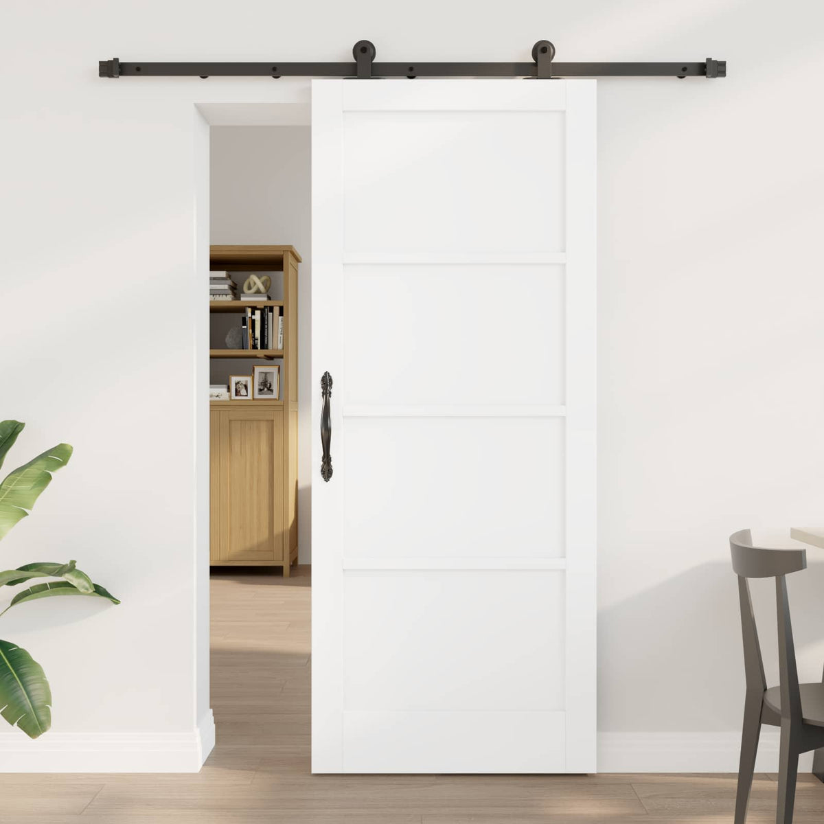 Schuifdeur Wit en zwart 83 x 202 cm Massief grenenhout is nu te koop bij PeponiXL, paradijselijk wonen!