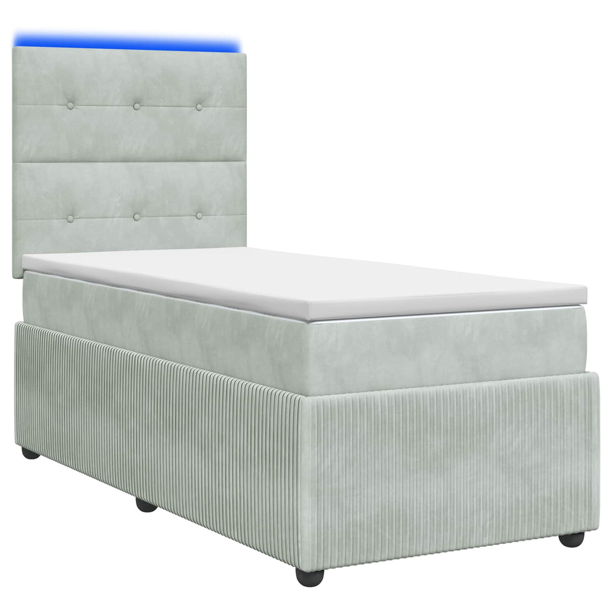 LED Boxspring Bed met Matras Lichtgrijs 100 x 200 cm Fluweel is nu te koop bij PeponiXL, paradijselijk wonen!