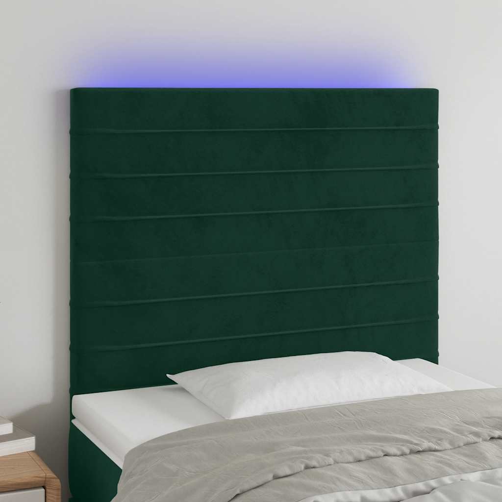 Hoofdbord LED 80x5x118/128 cm fluweel donkergroen is nu te koop bij PeponiXL, paradijselijk wonen!