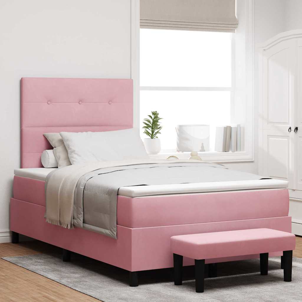 Boxspring bed met hoofdeinde Roze 200 x 120 cm Fluweel is nu te koop bij PeponiXL, paradijselijk wonen!