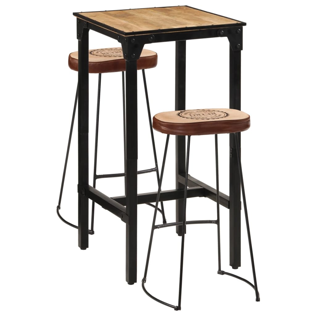 3-delige Barset massief ruw mangohout en metaal is nu te koop bij PeponiXL, paradijselijk wonen!