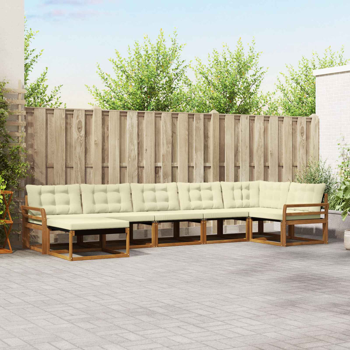 Buiten bankenset met kussen 7 pcs Natuurlijk en Crème is nu te koop bij PeponiXL, paradijselijk wonen!
