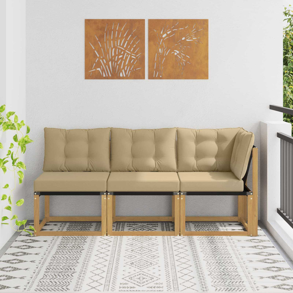 Outdoor Midden- en Hoeksalon met kussen 3 Stuk Wit is nu te koop bij PeponiXL, paradijselijk wonen!