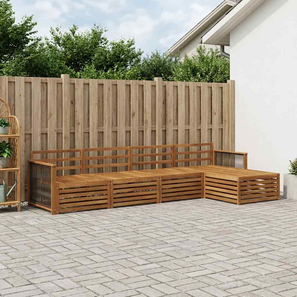 Buiten bankenset 5 pcs Naturel Massief Acaciahout is nu te koop bij PeponiXL, paradijselijk wonen!