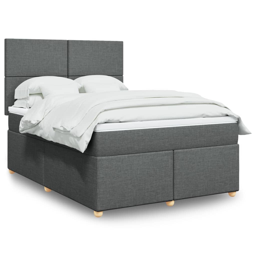 Boxspring met matras stof donkergrijs 140x200 cm is nu te koop bij PeponiXL, paradijselijk wonen!