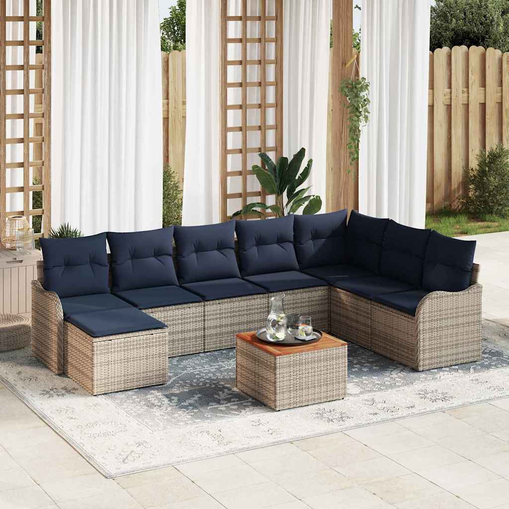 Tuinbankenset 9 st Grijs poly rattan is nu te koop bij PeponiXL, paradijselijk wonen!