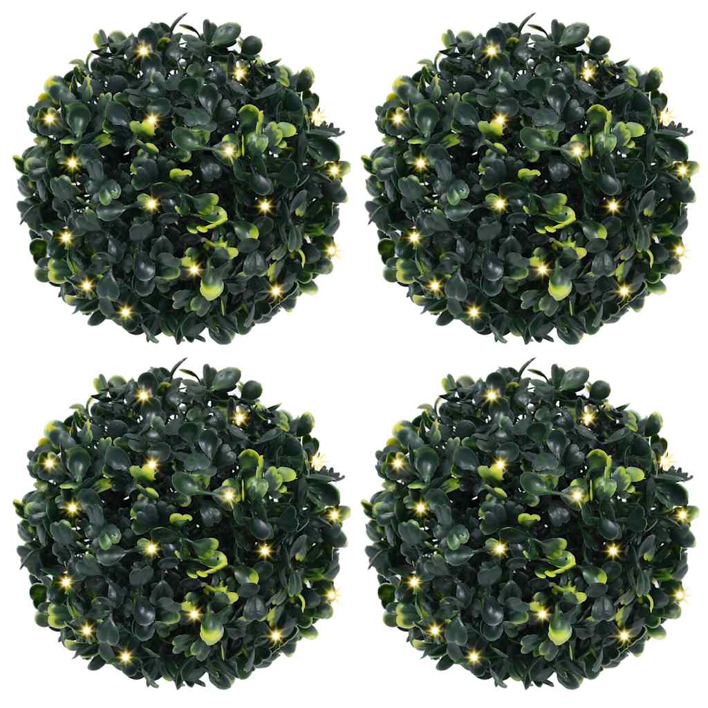 Kunstbuxusballen met LED-verlichting 4 st 12 cm groen is nu te koop bij PeponiXL, paradijselijk wonen!
