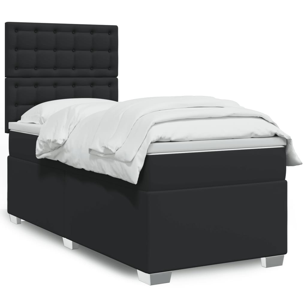 Boxspring met matras kunstleer zwart 100x200 cm is nu te koop bij PeponiXL, paradijselijk wonen!
