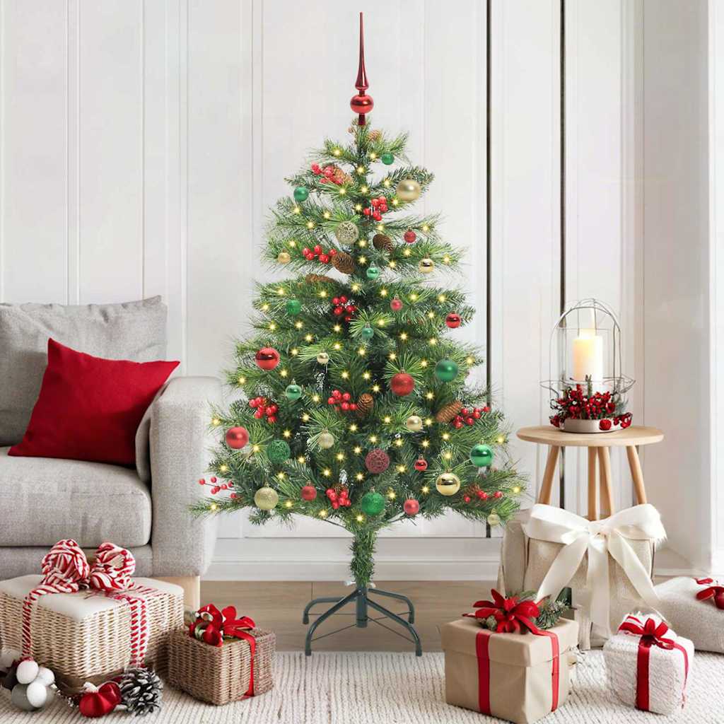Kunstkerstboom met LED -striplichten Groen 150 cm PVC en Metaal is nu te koop bij PeponiXL, paradijselijk wonen!