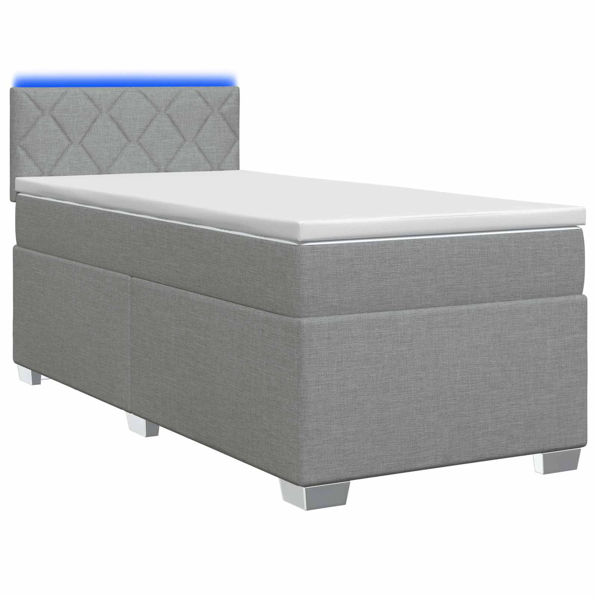 Boxspring Bed met Matras en LED Lichtgrijs 90 x 200 cm Stof is nu te koop bij PeponiXL, paradijselijk wonen!
