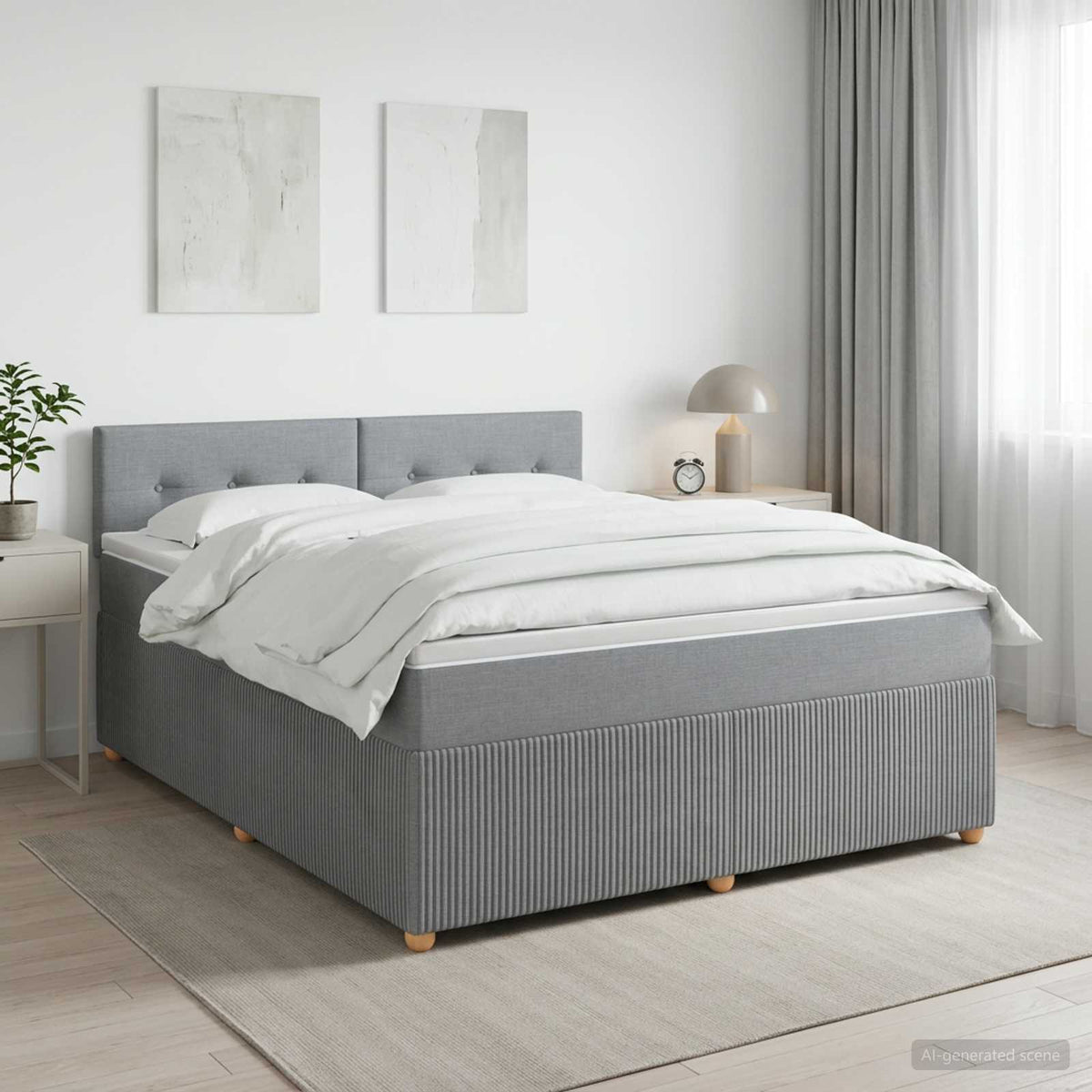 Boxspringbed met matras Lichtgrijs 140 x 190 cm Stof is nu te koop bij PeponiXL, paradijselijk wonen!