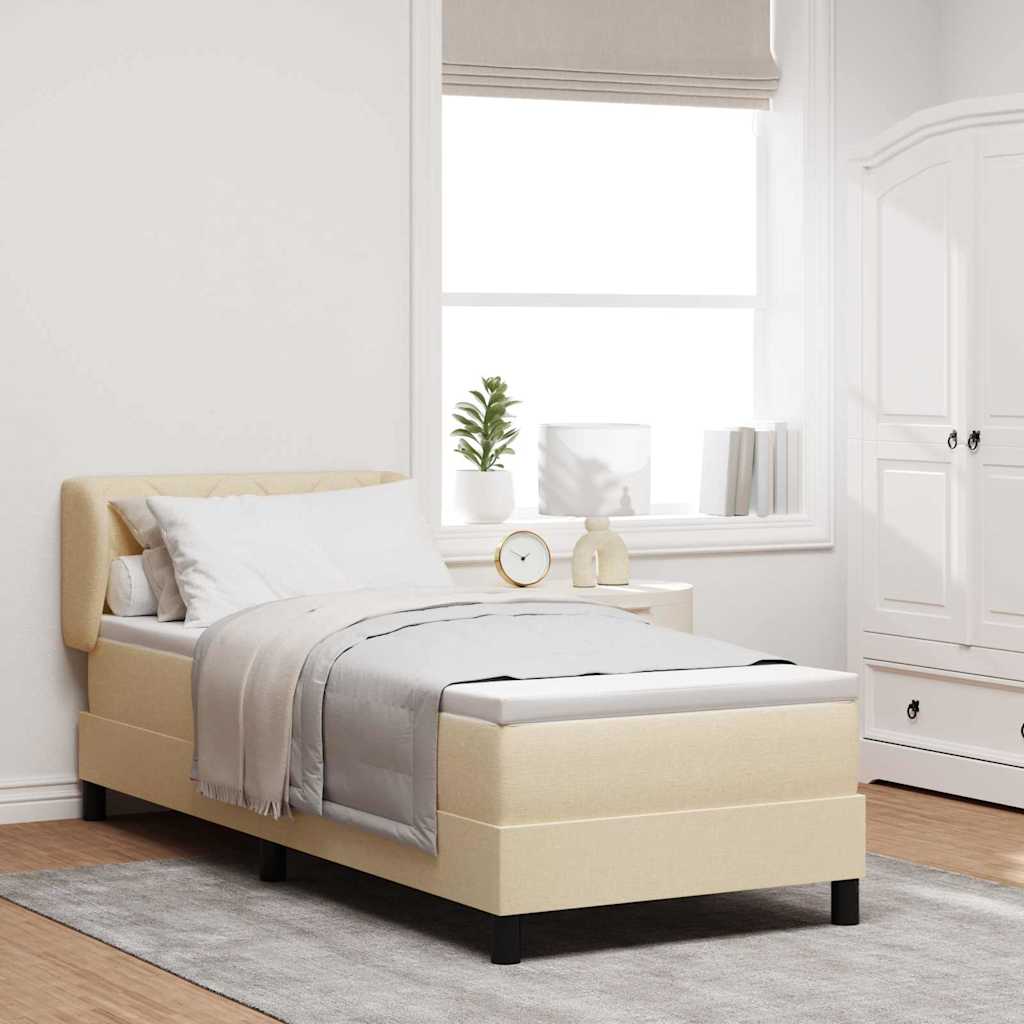 Boxspringbed met matras met hoofdeinde Crème 80 x 200 cm Stof is nu te koop bij PeponiXL, paradijselijk wonen!