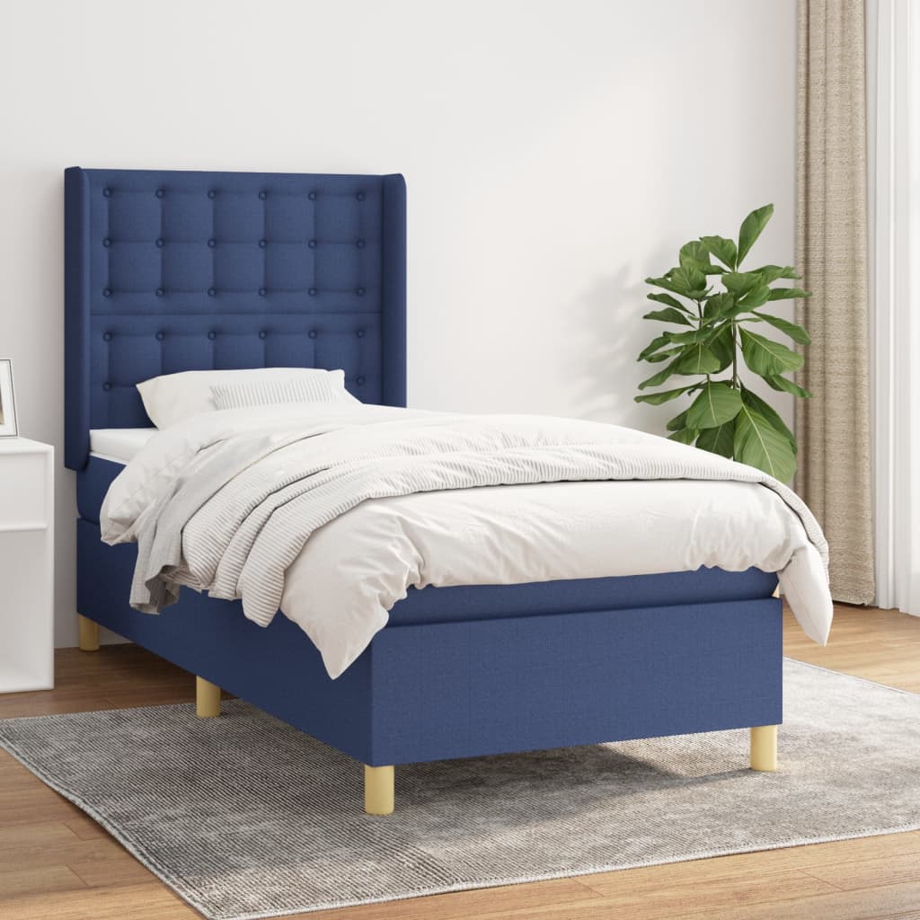 Boxspring met matras stof blauw 100x200 cm is nu te koop bij PeponiXL, paradijselijk wonen!