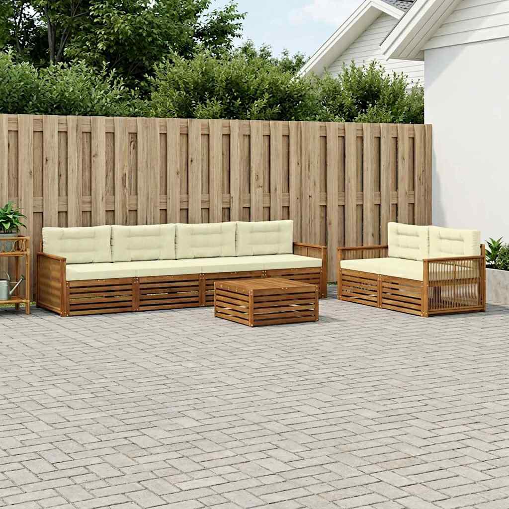 Buiten bankenset met kussen 7 pcs Natuurlijk en Crème is nu te koop bij PeponiXL, paradijselijk wonen!