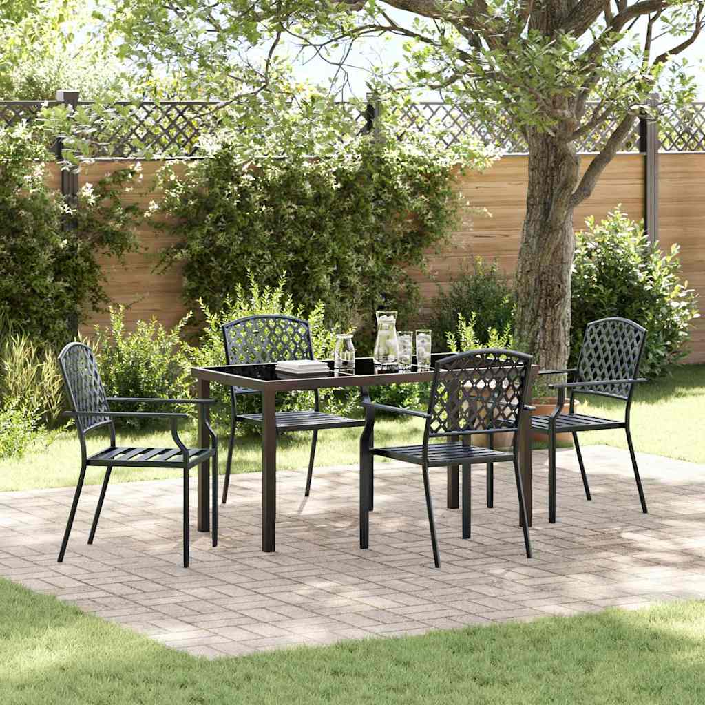 Tuin eettafelset 5 pcs Antraciet Gepoedercoat staal is nu te koop bij PeponiXL, paradijselijk wonen!