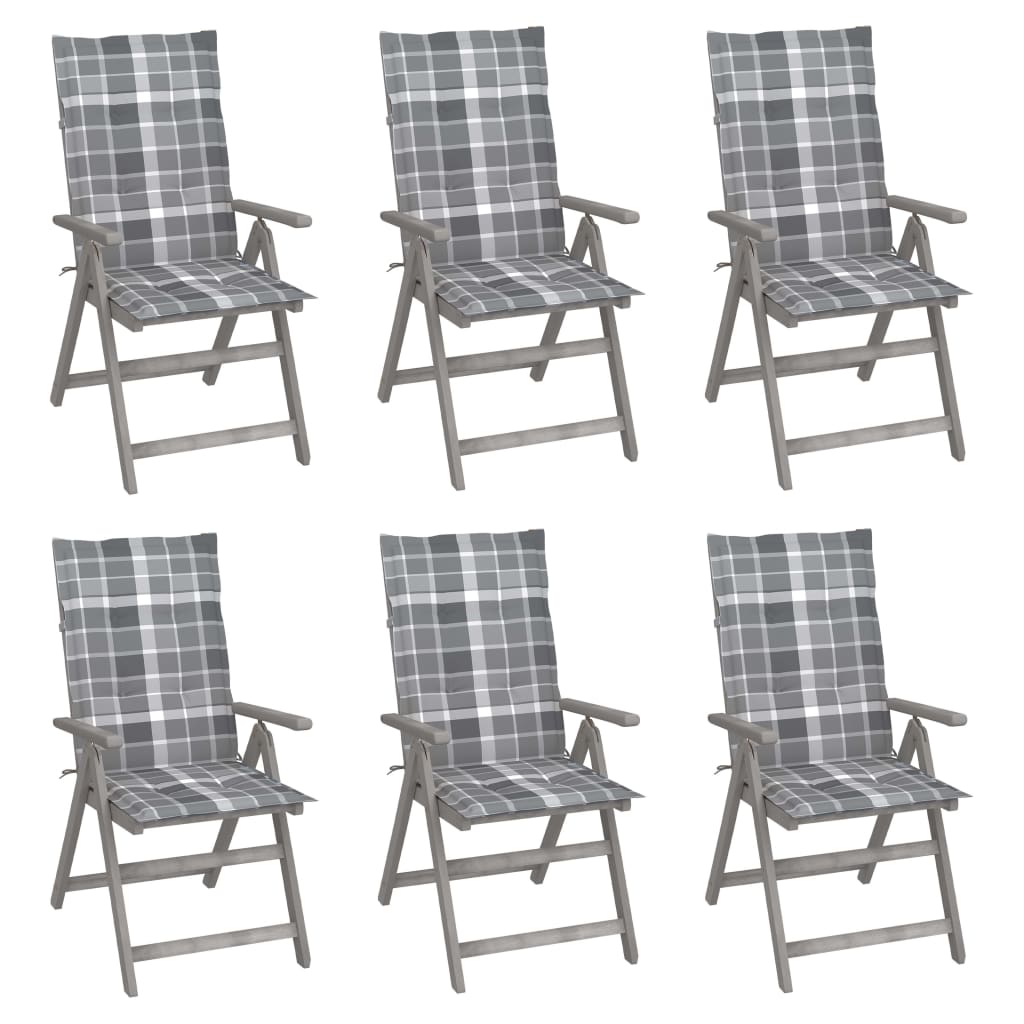 Tuinstoelen 6 st verstelbaar met kussens massief acaciahout is nu te koop bij PeponiXL, paradijselijk wonen!