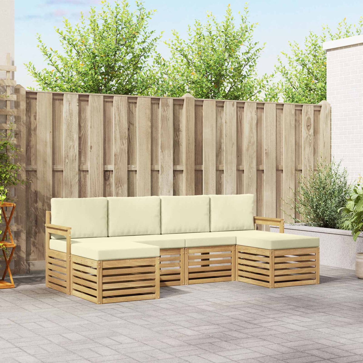 Buiten bankenset 6 pcs Wit en crèmekleurig 249 x 122,5 x 73 cm is nu te koop bij PeponiXL, paradijselijk wonen!