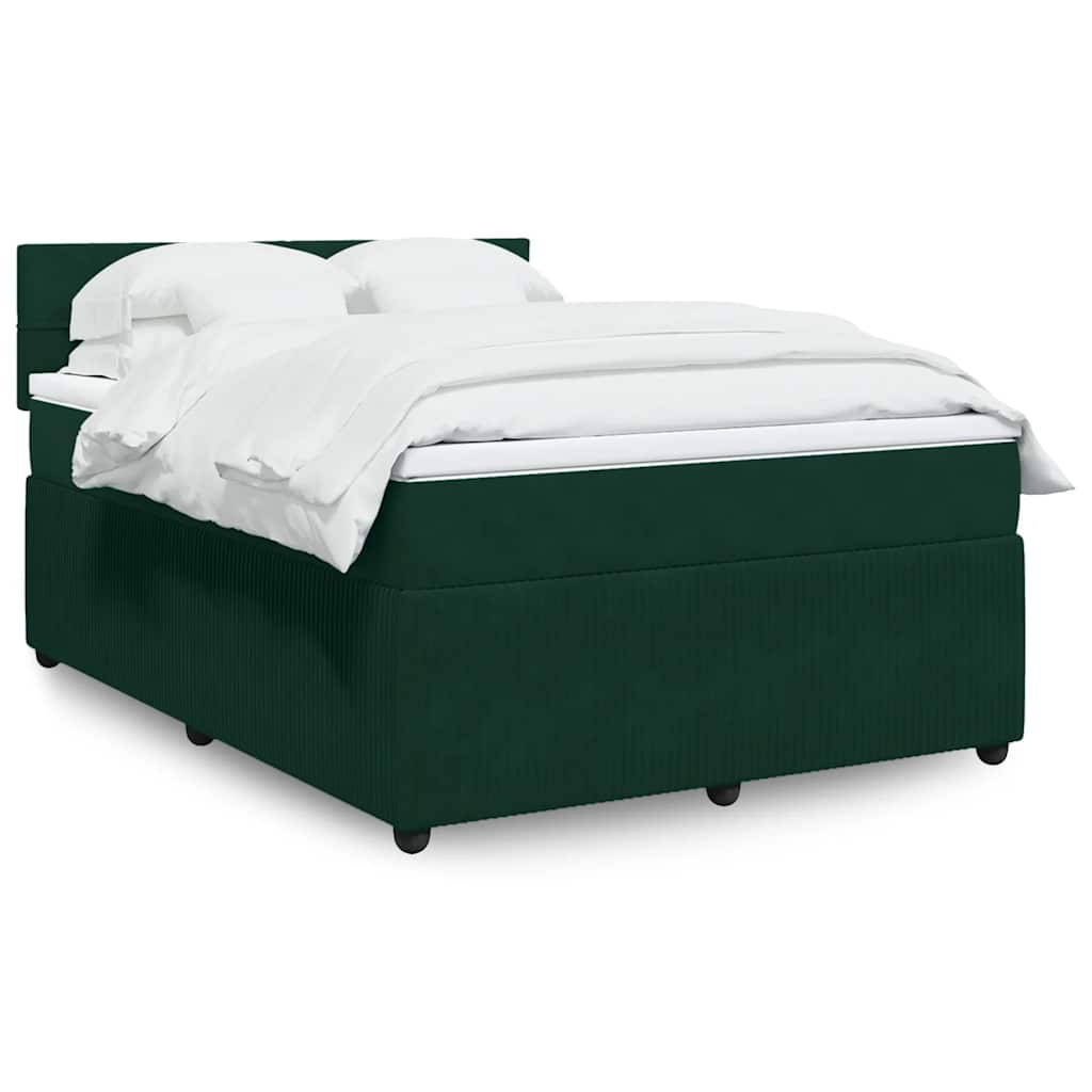 Boxspring met matras fluweel donkergroen 140x190 cm is nu te koop bij PeponiXL, paradijselijk wonen!