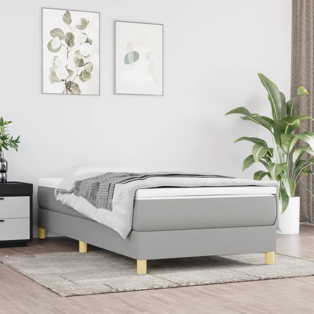 Boxspring bed 90x190 cm stof lichtgrijs is nu te koop bij PeponiXL, paradijselijk wonen!