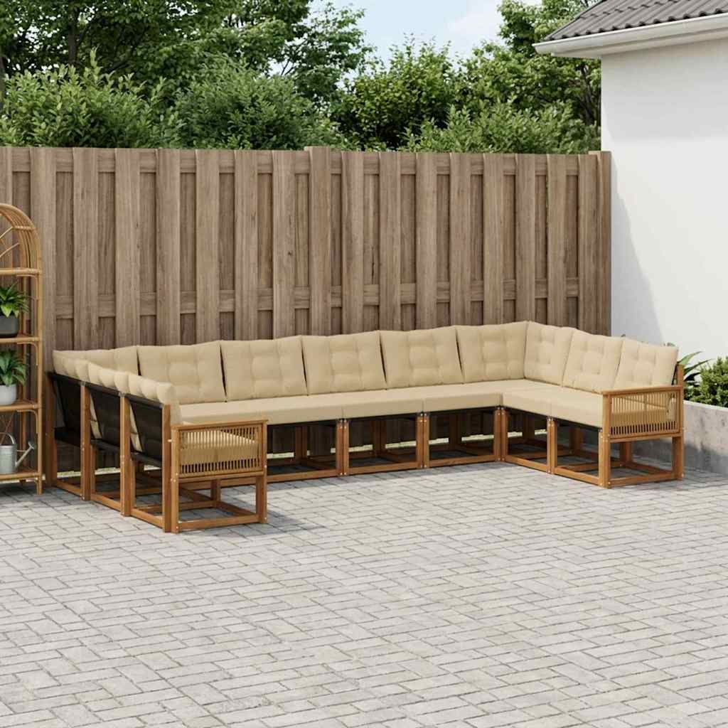Buiten bankenset met kussen 10 pcs Natuurlijk en Beige is nu te koop bij PeponiXL, paradijselijk wonen!