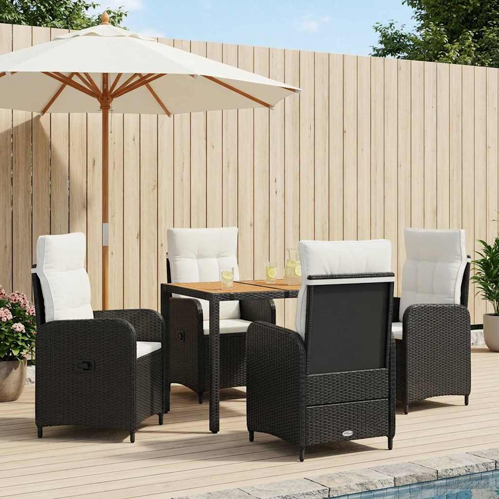 Buiten eettafelset 5 st Zwart en Cream Wit is nu te koop bij PeponiXL, paradijselijk wonen!