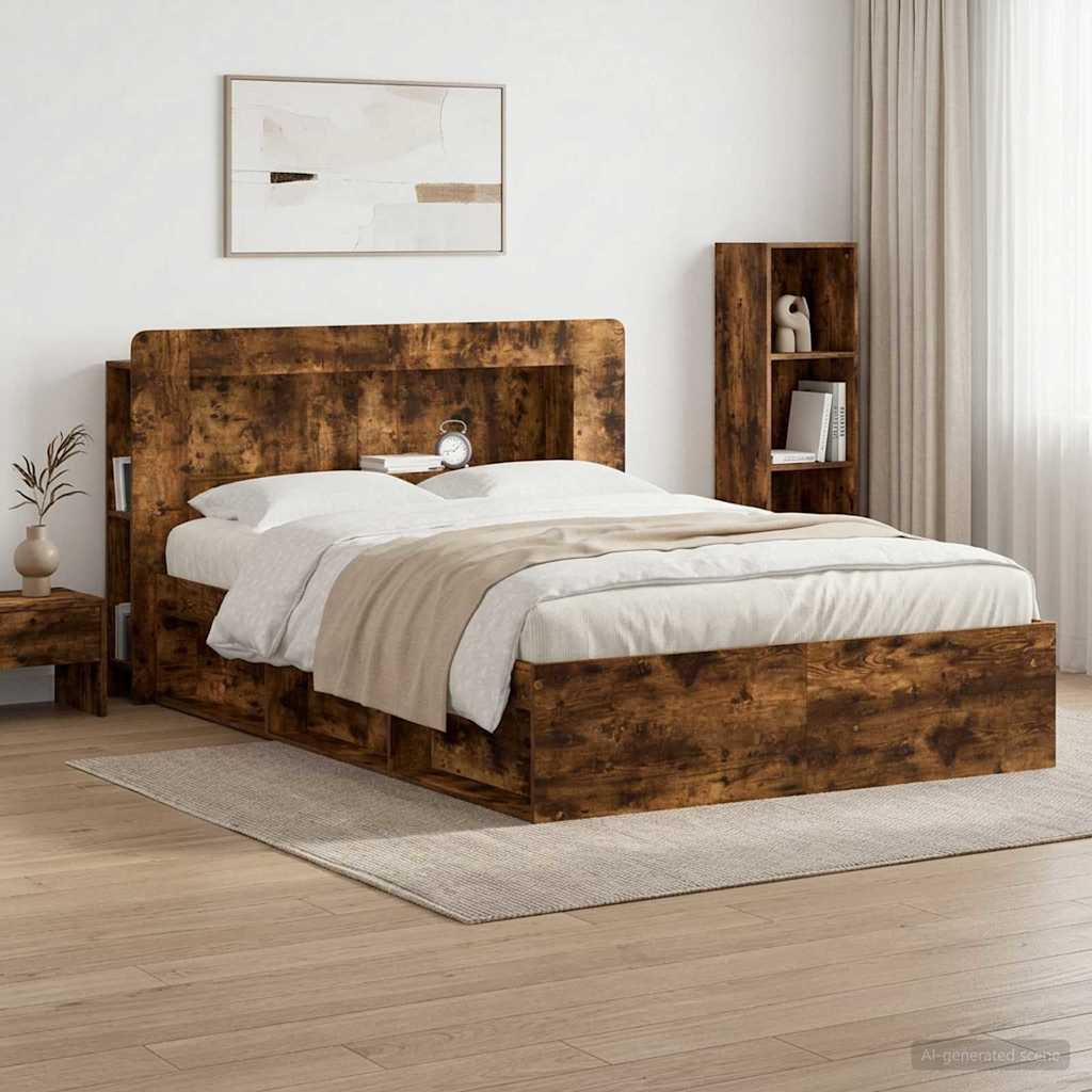 Hoofdbordkast met opslag Gerookt eiken Geconstrueerd hout is nu te koop bij PeponiXL, paradijselijk wonen!