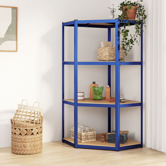 Hoekrek 4-laags staal en bewerkt hout blauw is nu te koop bij PeponiXL, paradijselijk wonen!