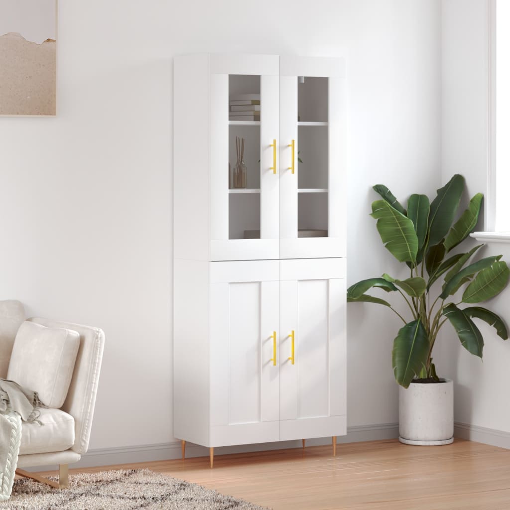 Hoge kast 69,5x34x180 cm bewerkt hout wit is nu te koop bij PeponiXL, paradijselijk wonen!