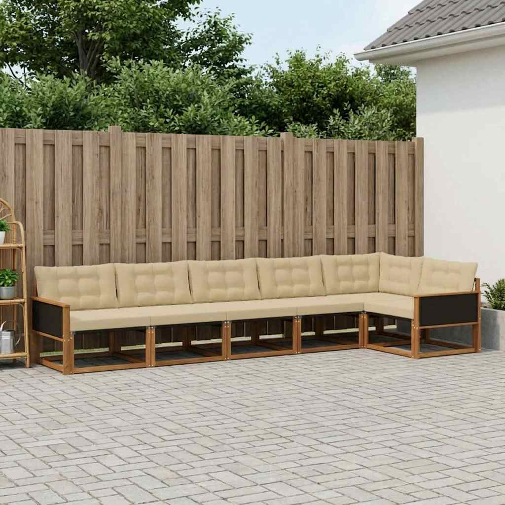 Buiten bankenset met kussen 6 pcs Natuurlijk en Beige is nu te koop bij PeponiXL, paradijselijk wonen!