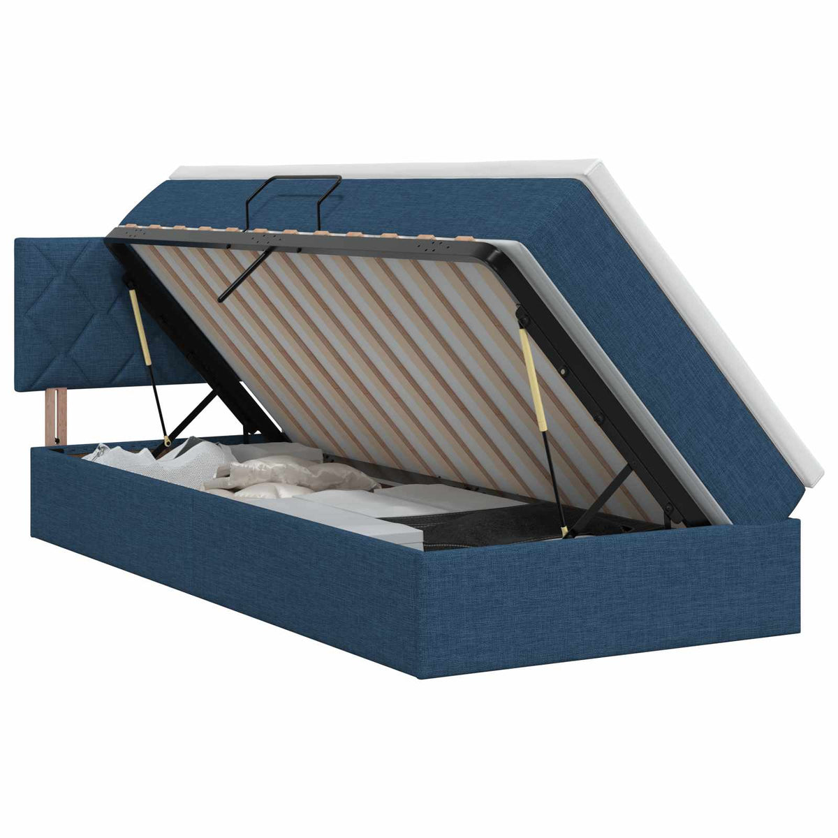 Opbergbed met matras met hoofdeinde Blauw 100 x 200 cm fluweel is nu te koop bij PeponiXL, paradijselijk wonen!