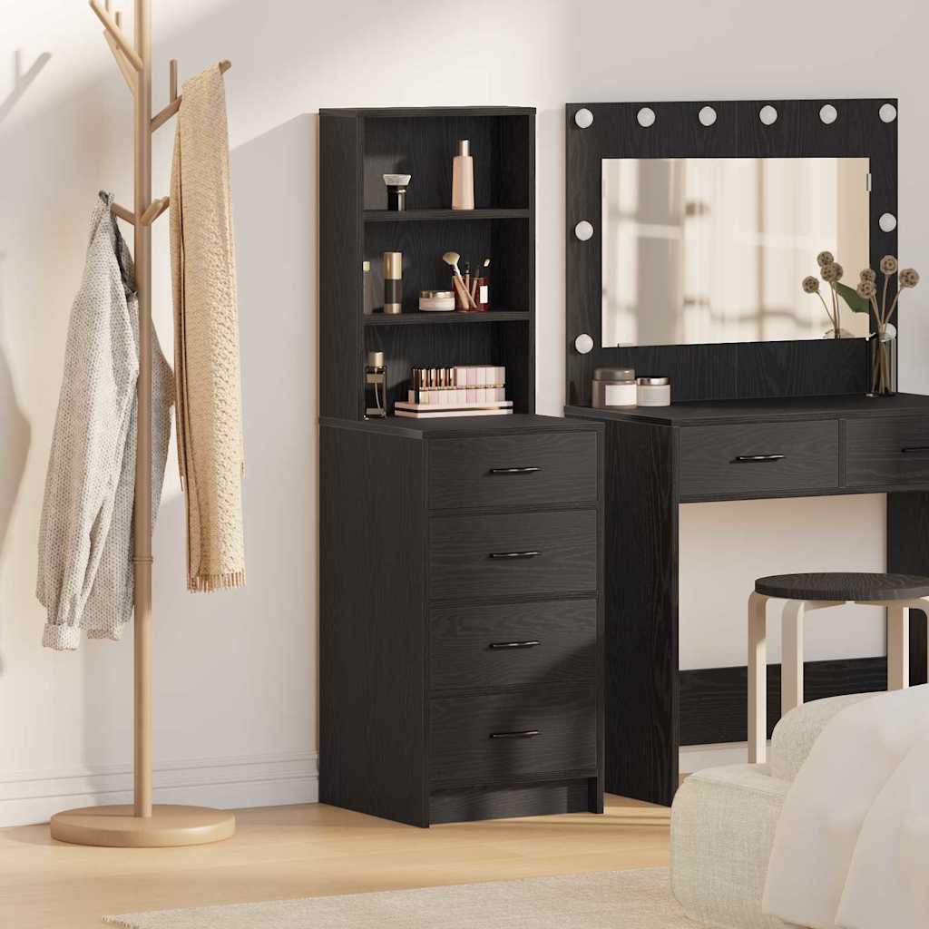 Highboard met lade Zwart eiken 40 x 41 x 135 cm Bewerkt hout is nu te koop bij PeponiXL, paradijselijk wonen!