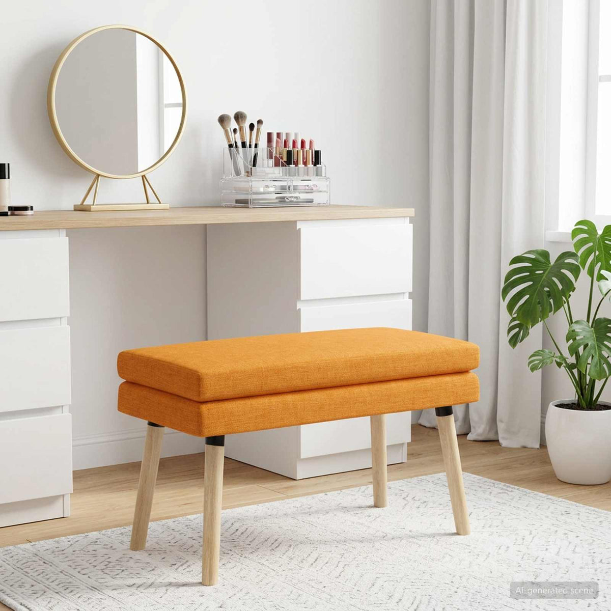 Dubbel Laagige Bank Donkergeel 80 x 40 x 47 cm Stof is nu te koop bij PeponiXL, paradijselijk wonen!