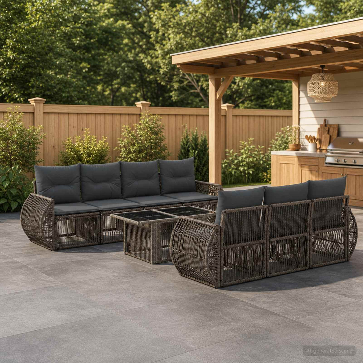 Tuinbankenset 8 st Grijs en Donkergrijs poly rattan is nu te koop bij PeponiXL, paradijselijk wonen!