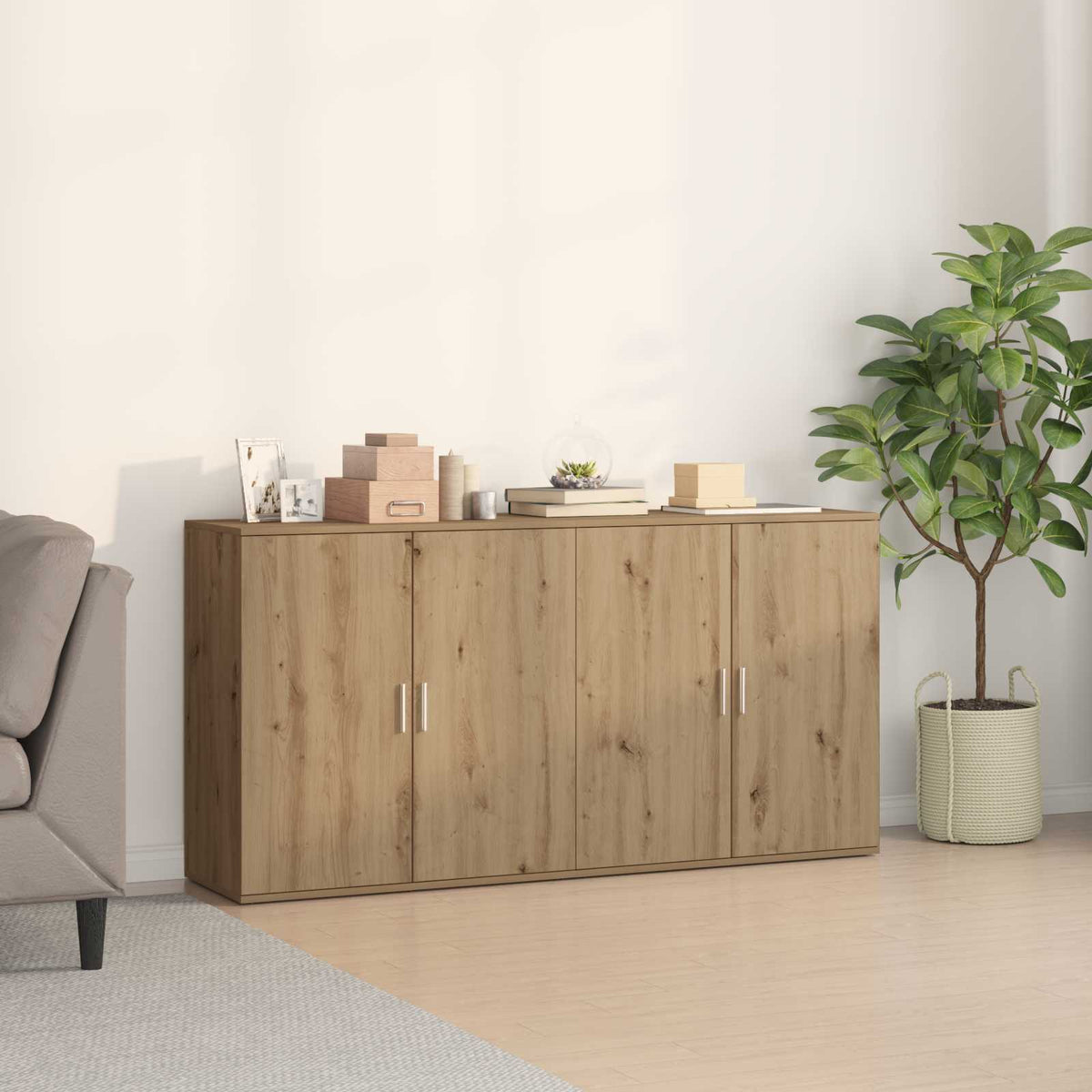 Dressoir 2 pcs Artisan Eiken 79 x 38 x 80 cm Bewerkt hout is nu te koop bij PeponiXL, paradijselijk wonen!